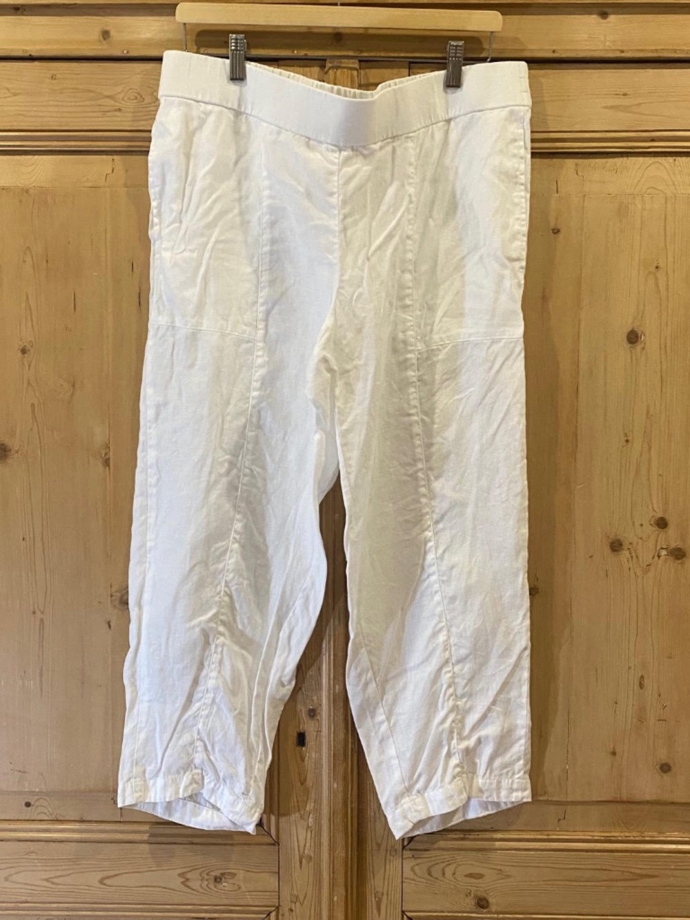 Eileen Fisher Organic Linen White Crop Pants Size Large